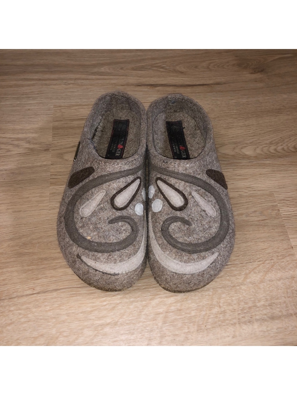 HAFLINGER MAGIC SWIRL GRIZZLY HARMONY WOOL FLORAL SLIPPERS CLOGS WOMENS 38 US 7